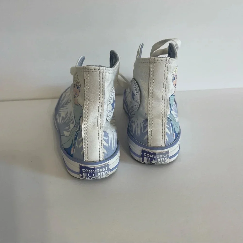 Converse Girls Hi Top Frozen 2 Elsa White/Blue Heron/White Size 3 Juniors